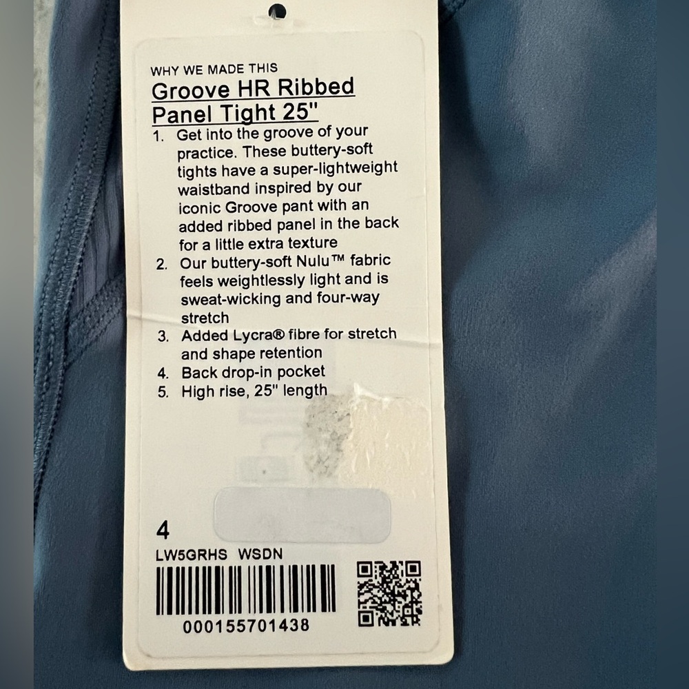 Groove High Rise Ribbed Panel Tight - Washed Denim - Picture 3 of 5
